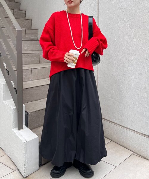 CIAOPANIC TYPY（チャオパニックティピー）の「【WEB限定】バックスリットメランジカラーニット（ニット/セーター・レディース・グレー/ベージュ/オフホワイト/キャメル/レッド/ピンク/チャコールグレー/サックスブルー/イエロー/グリーン・ONE SIZE）」の15枚目の写真