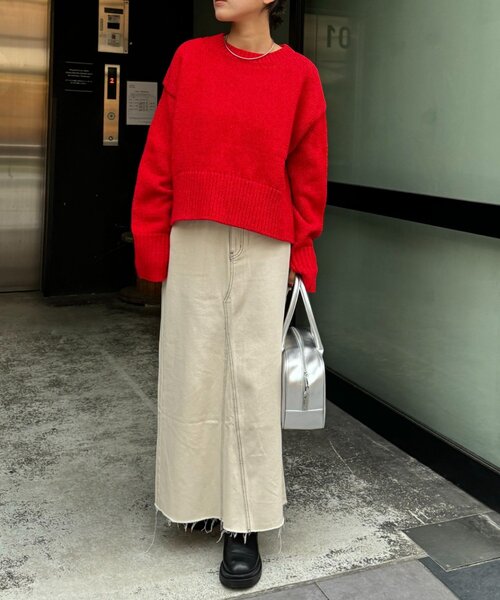 CIAOPANIC TYPY（チャオパニックティピー）の「【WEB限定】バックスリットメランジカラーニット（ニット/セーター・レディース・グレー/ベージュ/オフホワイト/キャメル/レッド/ピンク/チャコールグレー/サックスブルー/イエロー/グリーン・ONE SIZE）」の17枚目の写真