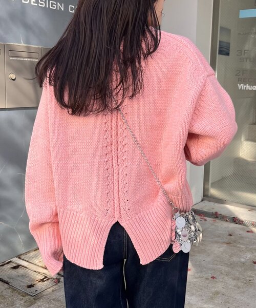 CIAOPANIC TYPY（チャオパニックティピー）の「【WEB限定】バックスリットメランジカラーニット（ニット/セーター・レディース・グレー/ベージュ/オフホワイト/キャメル/レッド/ピンク/チャコールグレー/サックスブルー/イエロー/グリーン・ONE SIZE）」の18枚目の写真