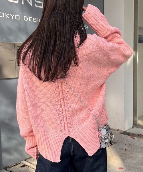 CIAOPANIC TYPY（チャオパニックティピー）の「【WEB限定】バックスリットメランジカラーニット（ニット/セーター・レディース・グレー/ベージュ/オフホワイト/キャメル/レッド/ピンク/チャコールグレー/サックスブルー/イエロー/グリーン・ONE SIZE）」の19枚目の写真