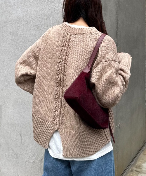 CIAOPANIC TYPY（チャオパニックティピー）の「【WEB限定】バックスリットメランジカラーニット（ニット/セーター・レディース・グレー/ベージュ/オフホワイト/キャメル/レッド/ピンク/チャコールグレー/サックスブルー/イエロー/グリーン・ONE SIZE）」の5枚目の写真