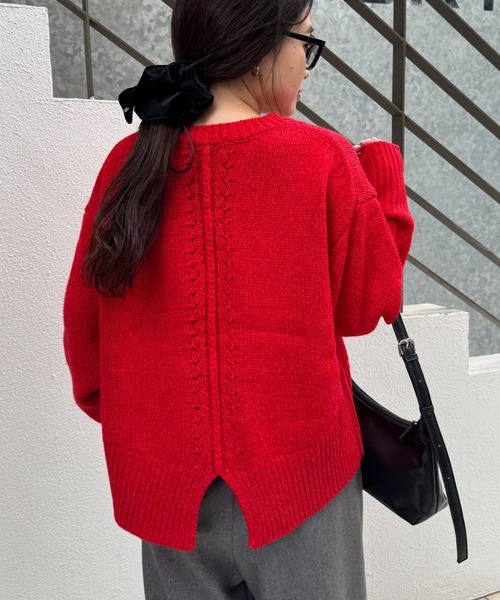 CIAOPANIC TYPY（チャオパニックティピー）の「【WEB限定】バックスリットメランジカラーニット（ニット/セーター・レディース・グレー/ベージュ/オフホワイト/キャメル/レッド/ピンク/チャコールグレー/サックスブルー/イエロー/グリーン・ONE SIZE）」の10枚目の写真