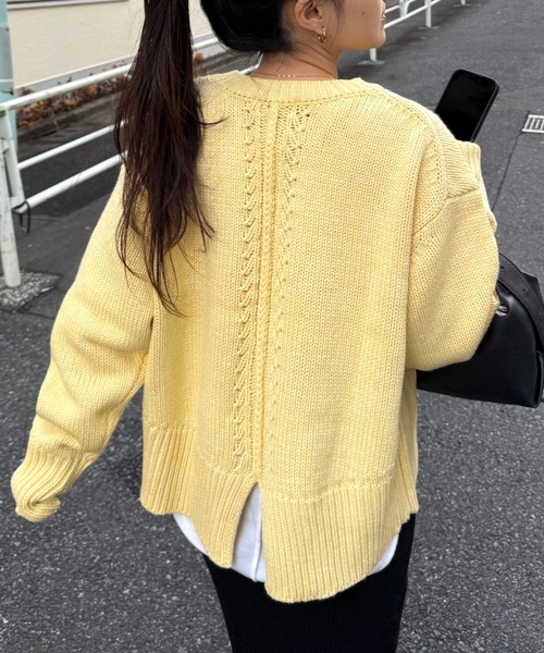 CIAOPANIC TYPY（チャオパニックティピー）の「【WEB限定】バックスリットメランジカラーニット（ニット/セーター・レディース・グレー/ベージュ/オフホワイト/キャメル/レッド/ピンク/チャコールグレー/サックスブルー/イエロー/グリーン・ONE SIZE）」の8枚目の写真