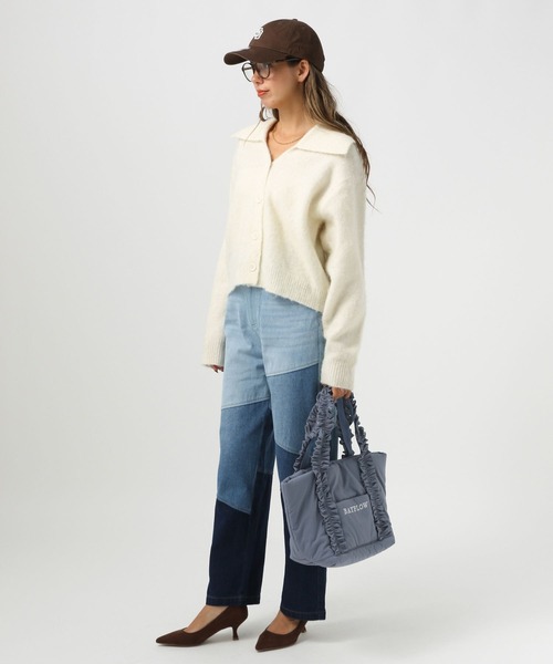 BAYFLOW（ベイフロー）の「[マチが広くて使いやすい]フリルロゴトートM（トートバッグ・レディース・ブラック/ブルーグレー・FREE）」の3枚目の写真