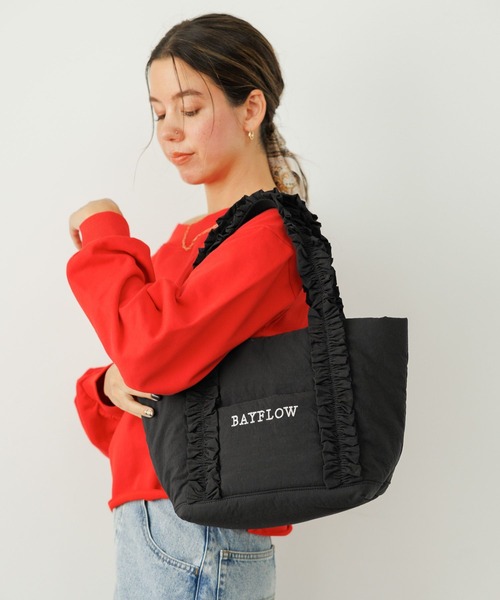 セール】[マチが広くて使いやすい]フリルロゴトートM（トート