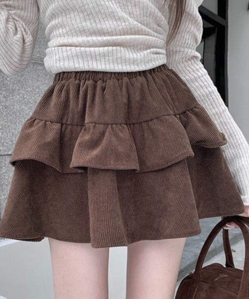 ⭐d.i.a. コーデュロイラビットファー付きミニスカート⭐サイズS⭐ セール】2段ティアードコーデュロイミニスカート（スカート）｜LADY