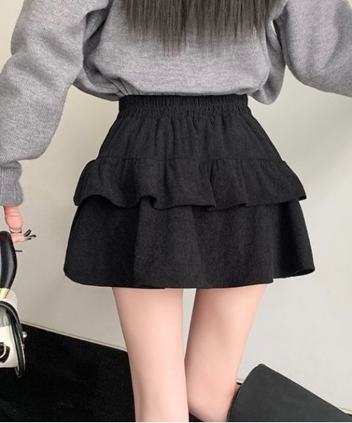 セール】2段ティアードコーデュロイミニスカート（スカート）｜LADY