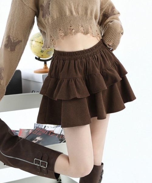 ✨美品✨45R✨コーデュロイ✨イージースカート✨KHAKI SHIPS スカート *「手洗い可能」ストレッチ コーデュロイ