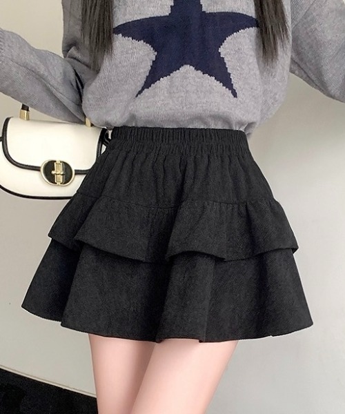 ⭐d.i.a. コーデュロイラビットファー付きミニスカート⭐サイズS⭐ セール】2段ティアードコーデュロイミニスカート（スカート）｜LADY