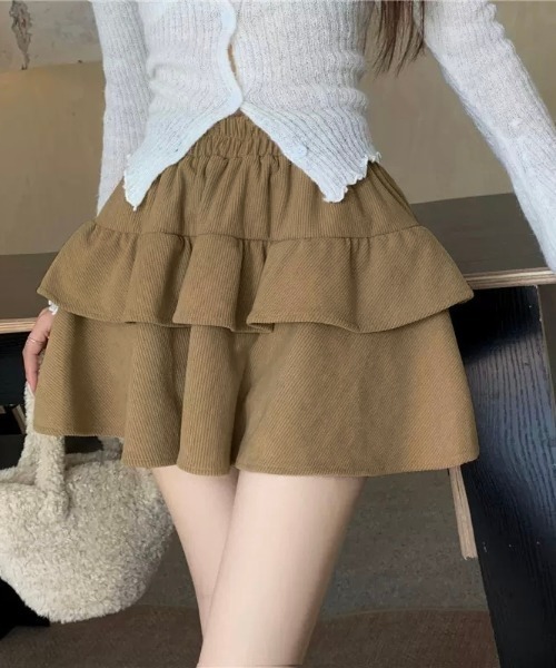 セール】2段ティアードコーデュロイミニスカート（スカート）｜LADY