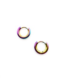 KISHOKACHI 希少価値 レインボーカラーリングクリッカーステンレスピアス 厚さ2.5mm 内径7mm