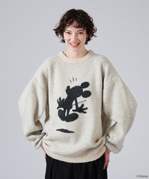 【 Disney / Mickey Mouse 】SILHOUETTE MOTIF KNIT / 【 ディズニー / ミッキーマウス 】シルエットモチーフニット