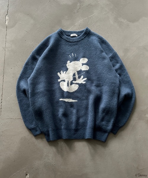 【 ディズニー / ミッキーマウス 】シルエットモチーフニット ONCILY セーター ニット 「 Disney / Mickey Mouse 」SILHOUETTE