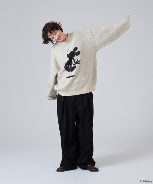 【 ディズニー / ミッキーマウス 】シルエットモチーフニット Disney / Mickey Mouse 】SILHOUETTE MOTIF KNIT