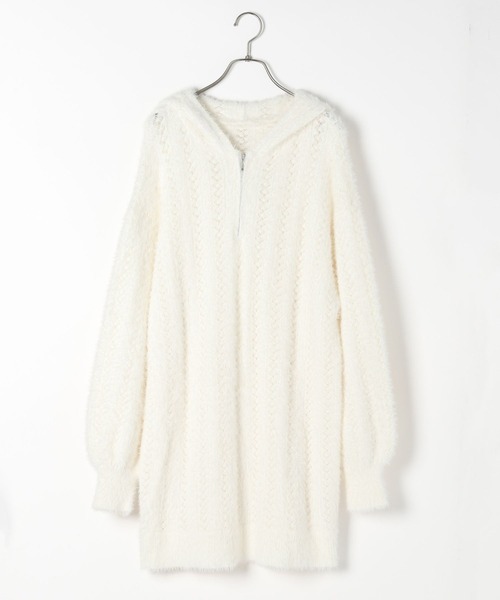 Heather(ヘザー)の「シャギーフードZIPミニワンピース 234814(ワンピース・レディース・グレー/ホワイト/レッド・FREE)」の18枚目の写真