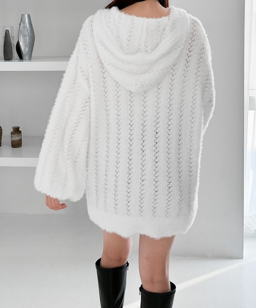 Heather（ヘザー）の「シャギーフードZIPミニワンピース 234814