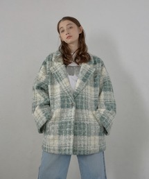 【MINERTE】plaid pattern tailored middle coat / チェック柄テーラードミドルコート