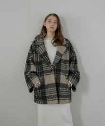 【MINERTE】plaid pattern tailored middle coat / チェック柄テーラードミドルコート
