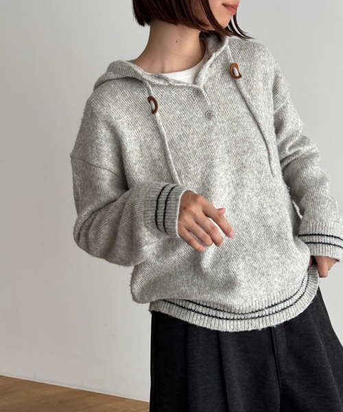 Spielio】Vintage like mesh knit hoodie/ヴィンテージライクメッシュ