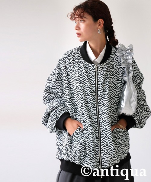 雲青海波柄ブルゾン（ブルゾン）｜antiqua（アンティカ）の