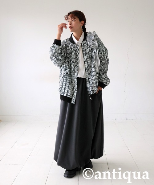 antiqua 千鳥柄ビッグジップブルゾン antiqua 新作 千鳥柄ビッグジップブルゾン