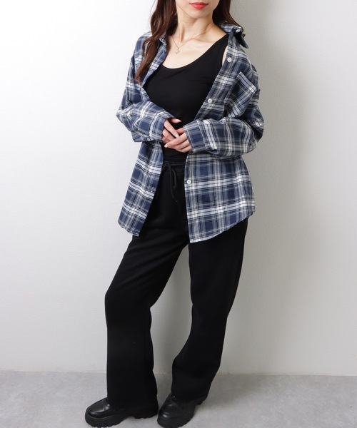 Lace Ladies(レースレディース)の「チェック柄 長袖 フロント ボタン シャツ(シャツ/ブラウス・レディース・ピンク/ベージュ/ネイビー/ミント/ブラック・M/XL)」の8枚目の写真