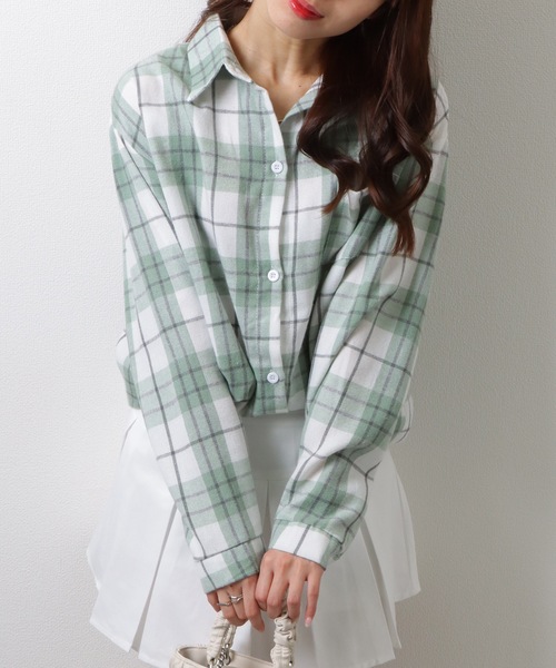 Lace Ladies(レースレディース)の「チェック柄 長袖 フロント ボタン シャツ(シャツ/ブラウス・レディース・ピンク/ベージュ/ネイビー/ミント/ブラック・M/XL)」の20枚目の写真