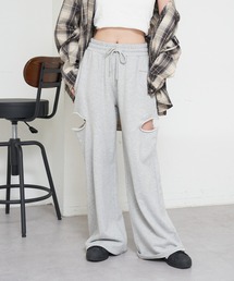 サイドスリットスウェットワイドパンツ