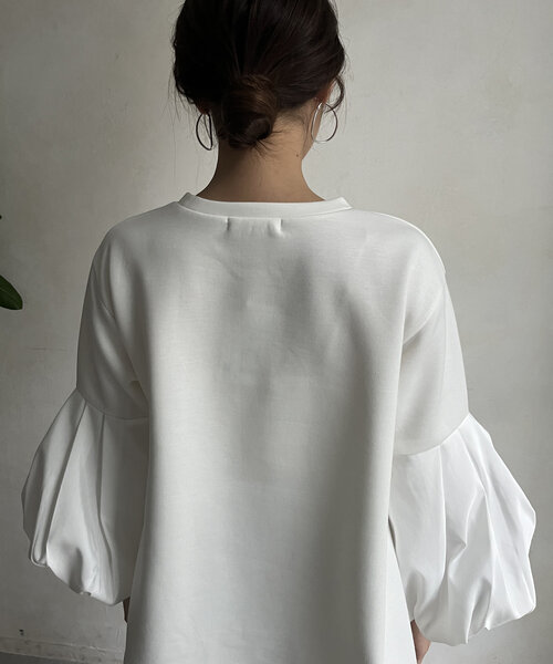 DouDou　バルーンスリーブカットソー セール】【WEB限定】バルーンスリーブプルオーバー（Tシャツ