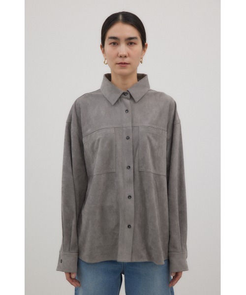 crie conforto(クリーコンフォルト)の「フェイクスエードシャツ 秋服 / 羽織り / 長袖(シャツ/ブラウス・レディース・キャメル/グレー・FREE)」の6枚目の写真