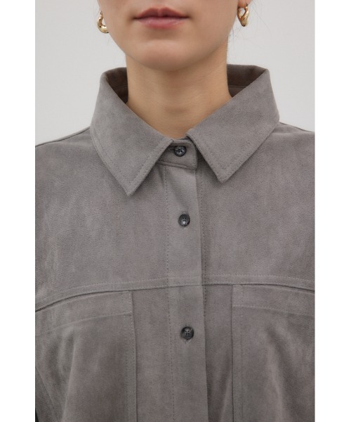 crie conforto(クリーコンフォルト)の「フェイクスエードシャツ 秋服 / 羽織り / 長袖(シャツ/ブラウス・レディース・キャメル/グレー・FREE)」の9枚目の写真