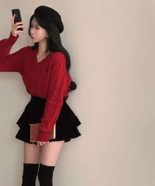 [BELLIDE MADE] クレヨンケーブルVネックニット（ニット/セーター）｜BEIDELLI（ベイデリー）