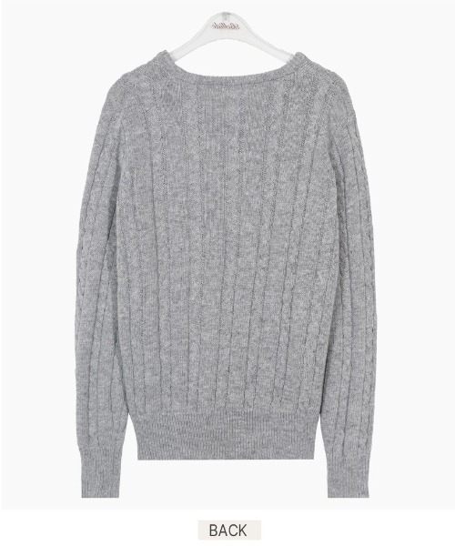 BEIDELLI（ベイデリー）の「[BELLIDE MADE] クレヨンケーブルVネックニット（ニット/セーター・レディース・ブルー/グレー/ブラック/ピンク/レッド・FREE）」の8枚目の写真