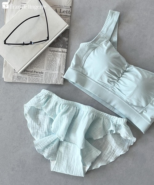 fran de lingerie（フランデランジェリー）の「可愛くて楽ちんなフリルのふんどしタイプのショーツ選べるデザイン 「からだゆるめるナイトショーツ」（ショーツ・レディース・ブラック系その他2/ベージュ系1/ブラック系その他/グレー系2/ピンク系その他/ピンク系その他3/クリーム/ライトグリーン系/ブラック系その他3/ベージュ系/セージグリーン・L/M/LL/3L）」の9枚目の写真