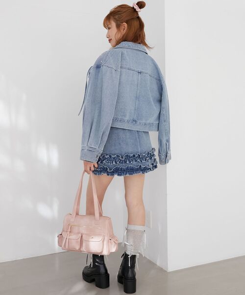 MAJESTIC LEGON(マジェスティックレゴン)の「ホイップフリルデニムスカパン(スカート・レディース・ネイビー/ブラック/サックスブルー/ピンク・MEDIUM)」の7枚目の写真