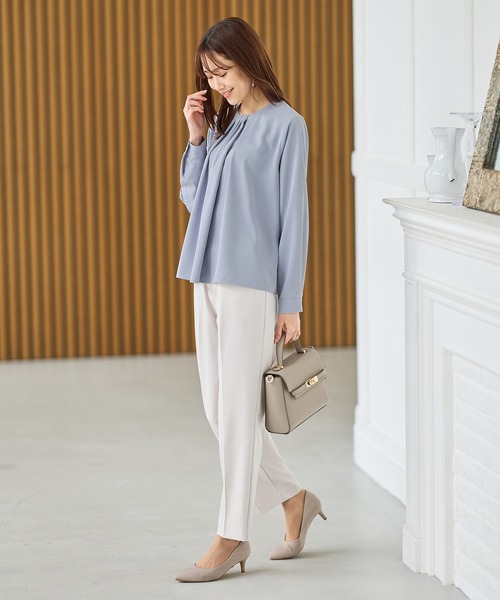 Honeys（ハニーズ）の「タック使いブラウス（シャツ/ブラウス・レディース・ブラック/クリーム/ホワイト/グレイッシュブルー・M/3L/S/LL/L）」の10枚目の写真