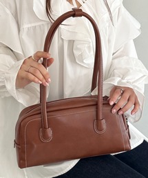 MYMOOD. | ロングハンドル ボストンバッグ PUフルートバッグ(ハンドバッグ)