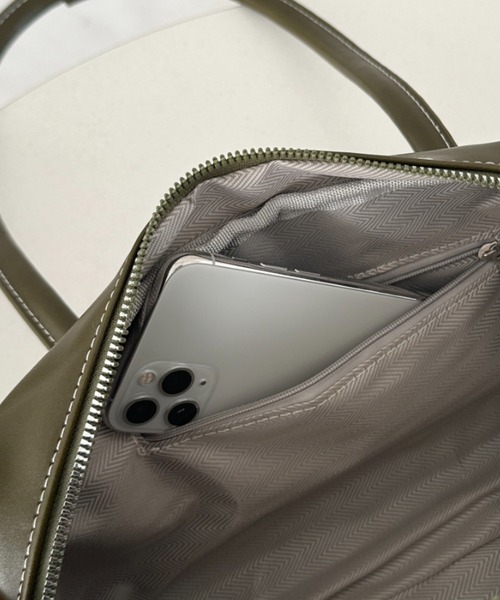 MYMOOD.（マイムード）の「ロングハンドル ボストンバッグ PUフルートバッグ（ハンドバッグ・レディース・カーキ/ブラック/ブラウン・FREE）」の21枚目の写真