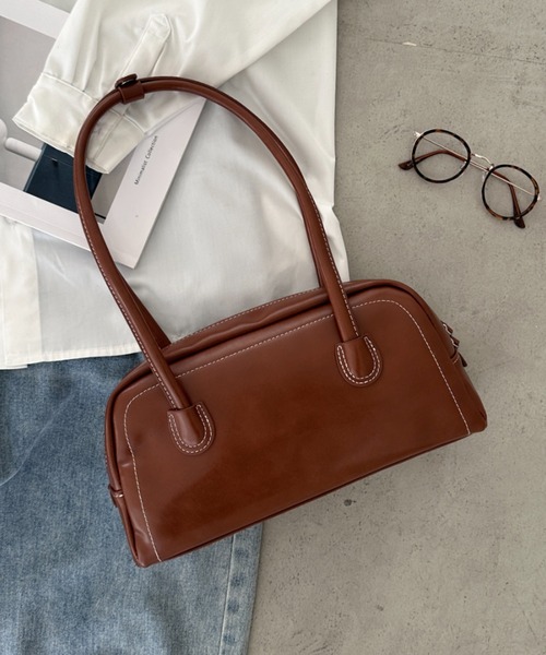 MYMOOD.（マイムード）の「ロングハンドル ボストンバッグ PUフルートバッグ（ハンドバッグ・レディース・カーキ/ブラック/ブラウン・FREE）」の5枚目の写真