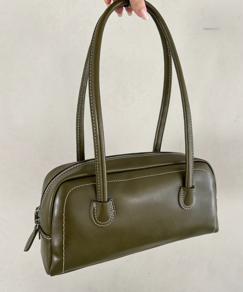 MYMOOD.（マイムード）の「ロングハンドル ボストンバッグ PUフルートバッグ（ハンドバッグ・レディース・カーキ/ブラック/ブラウン・FREE）」の16枚目の写真