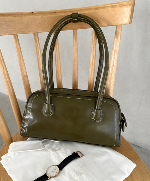 MYMOOD.（マイムード）の「ロングハンドル ボストンバッグ PUフルートバッグ（ハンドバッグ・レディース・カーキ/ブラック/ブラウン・FREE）」の15枚目の写真