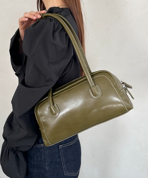 MYMOOD.（マイムード）の「ロングハンドル ボストンバッグ PUフルートバッグ（ハンドバッグ・レディース・カーキ/ブラック/ブラウン・FREE）」の8枚目の写真