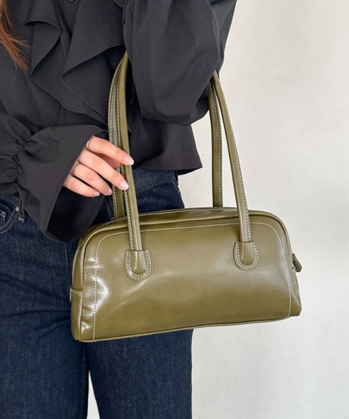 MYMOOD.（マイムード）の「ロングハンドル ボストンバッグ PUフルートバッグ（ハンドバッグ・レディース・カーキ/ブラック/ブラウン・FREE）」の9枚目の写真