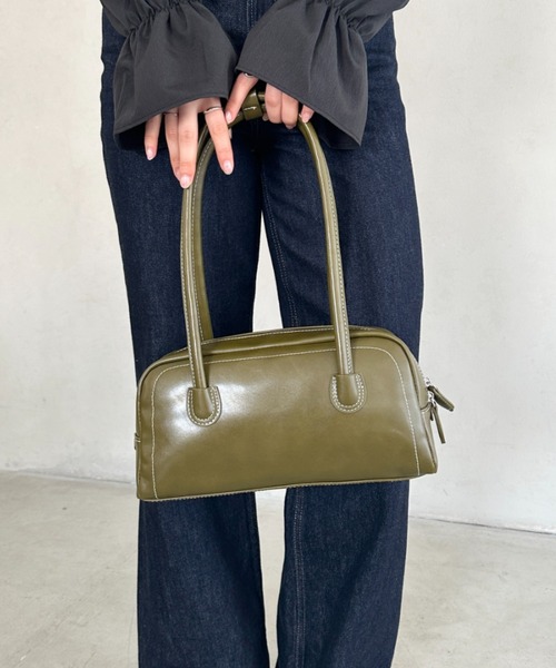 MYMOOD.（マイムード）の「ロングハンドル ボストンバッグ PUフルートバッグ（ハンドバッグ・レディース・カーキ/ブラック/ブラウン・FREE）」の13枚目の写真