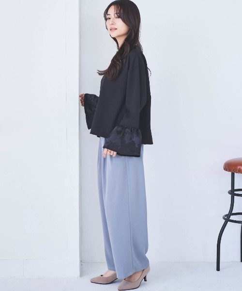 mil(ミル)の「【150㎝前後の小柄さんサイズ】フレアスリーブ キーネックブラウス(シャツ/ブラウス・レディース・オフホワイト/ライトグリーン/ブラック・S/XS)」の22枚目の写真