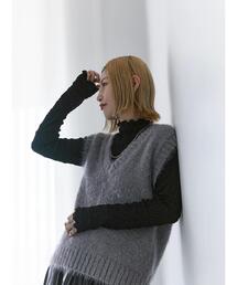 Samansa Mos2 blue | ◎シャギーニットベスト(ニット/セーター)