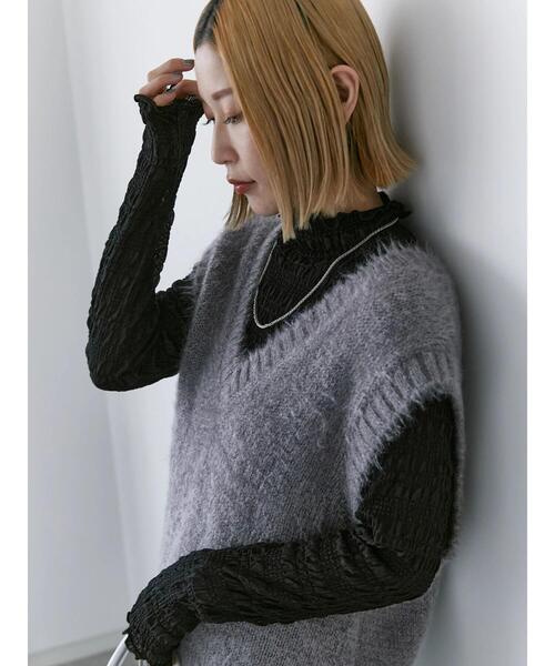 Samansa Mos2 blue（サマンサモスモスブルー）の「◎シャギーニットベスト（ニット/セーター・レディース・モカ/グレー/ブラック・F）」の5枚目の写真