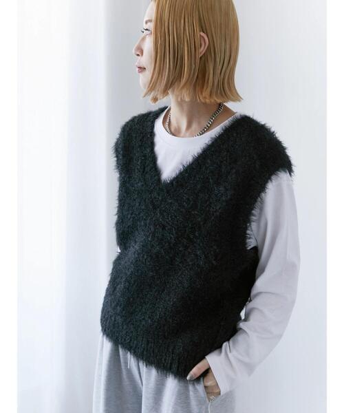 Samansa Mos2 blue（サマンサモスモスブルー）の「◎シャギーニットベスト（ニット/セーター・レディース・モカ/グレー/ブラック・F）」の12枚目の写真