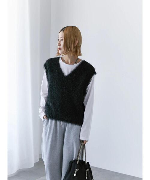 Samansa Mos2 blue（サマンサモスモスブルー）の「◎シャギーニットベスト（ニット/セーター・レディース・モカ/グレー/ブラック・F）」の16枚目の写真