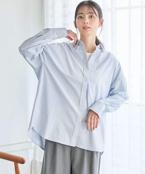 Honeys(ハニーズ)の「ゆるチュニックシャツ(シャツ/ブラウス・レディース・サックスブルー系/ブルー系その他/ピンク系その他/グリーン系その他/ホワイト/ライトブルー・LL/S/M/L)」の5枚目の写真